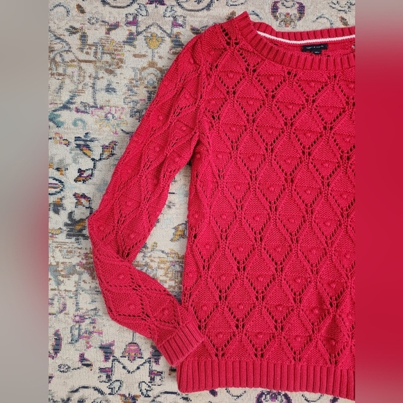 Tommy Hilfiger, Women's Red Knit Crew Neck Soft Long Sleeve Sweater, sz LG - Picture 4 of 15